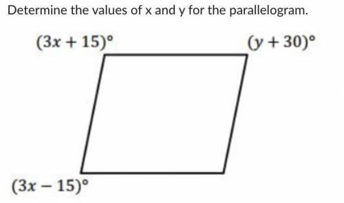 What does x equal and what does y equal? Thank you. (Answer and explanation please.)