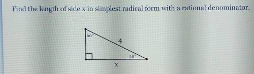 find-the-length-of-side-x-in-simplest-radical-form-with-a-rational