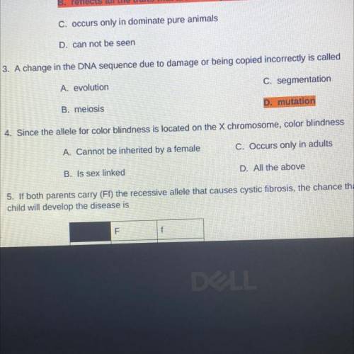 Multiple choice for number 4