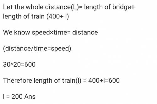 A train crosses 650m long bridge and 800m long platform in 20sec and 30 sec respectively. what is sp