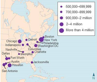 Which of the US cities shown on the map has the largest population?

Philadelphia, PAChicago, ILJa