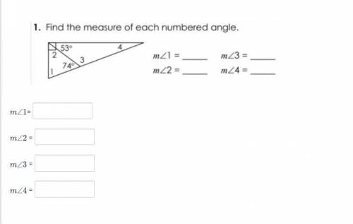 Find the measure of each numbered angle on this Triangle.