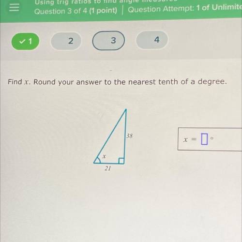 Find x. round your answer to the nearest tenth of a degree