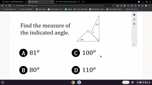 Find the measure of the indicated angle. (image included)

Brainliest for whoever answers the prob