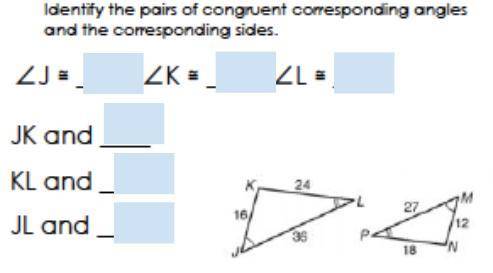 Identify the pair of congruent corresponding angles and the corresponding sides.