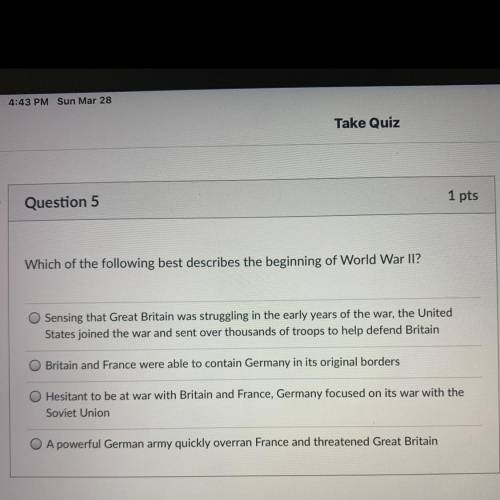 Which of the following best describes the beginning of World War II? (Picture available)