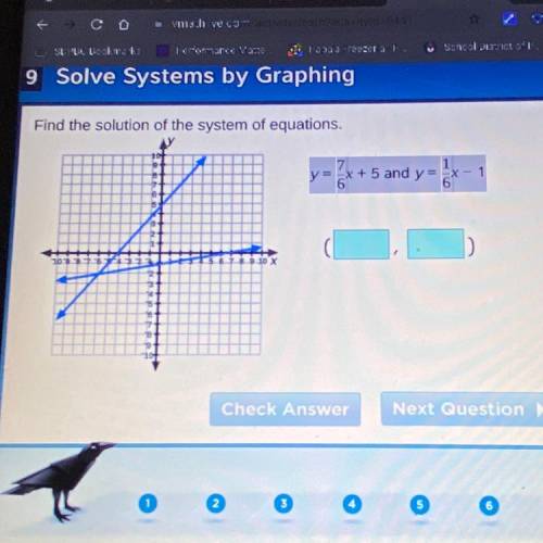 Find the solution of the system of equations.
y=1 = -x + 5 and y = 1/6-1
PLEASE HELP ME !!