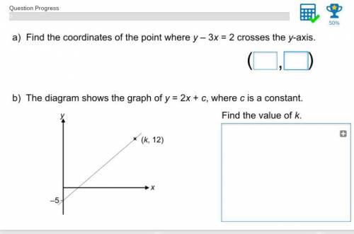 Find the coordinates of the point where y-3x=2 crosses the y-axis