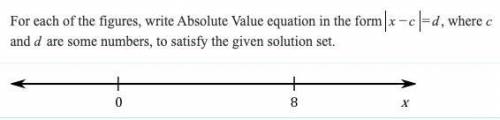 For each of the figures, write Absolute Value equation in the form x − c = d , where c and d are so