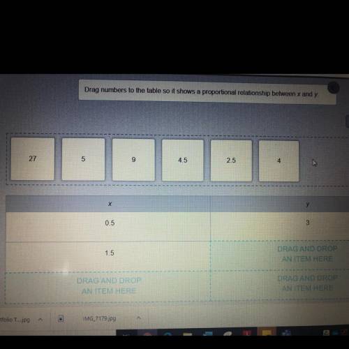 Drag numbers to the table so it shows a proportional relationship between x and y.