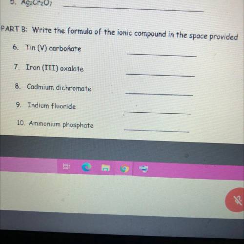 Write the formula of the ionic compound in the space provided