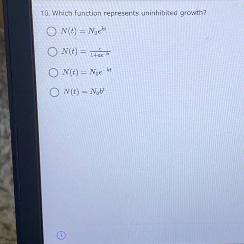 Which function represents uninhibited growth?
Look at picture attached for answer choices