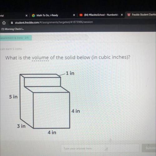 What is the volume of the solid below in cubic inches)?