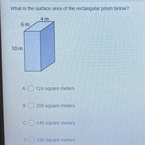 What is the surface area of the rectangle prism below