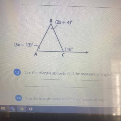 Use the triangle above to find the measure of angle A.