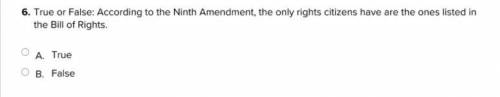 true or false: according to the ninth amendment, the only rights citizens have are the ones listed