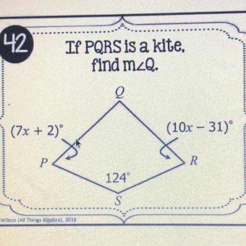 If PQRS is a kite, find the measure of Q