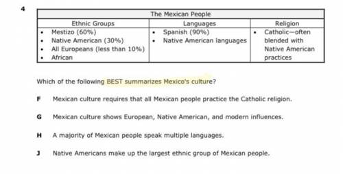 Which of the following BEST summarizes Mexico's culture?