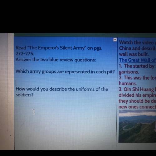Which army groups represented in each pit? btw we are talking about the terra-cotta army in China