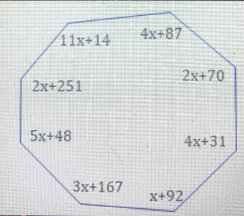 Solve for x 
This is also an octagon if it helps!