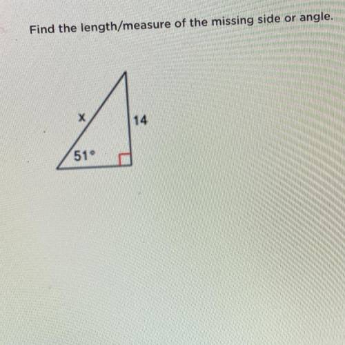 It’s geometry please find the length of the missing side