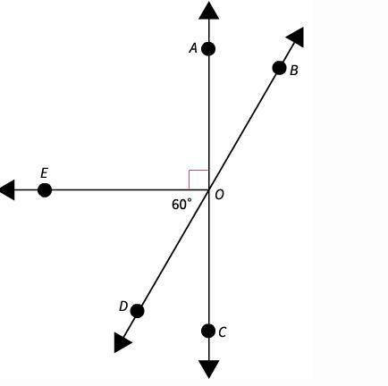 Look at the diagram. Which of the following is a pair of vertical angles?

∠EOB and ∠EOA
∠DOC and