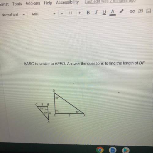 1. Which side in AFED does AB in AABC correspond to?.
PLEASE HEAR ME THINK IS DUE TODAY