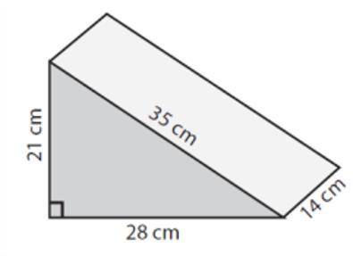 What is the volume of the triangular prism?

4,116 cm³
10,290 cm³
8,2332 cm³
6,860 cm³
