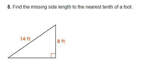 Find the missing side length to the nearest tenth of a foot