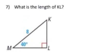 7) What is the length of KL?

A) KL = 6.1 B) KL = 5.1 C) KL= 6.7 D) KL = 4.5(geometry)​