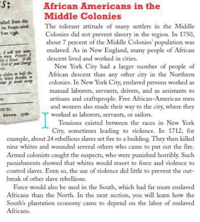 True or False
The largest number of free blacks lived in the Middle Colonies.