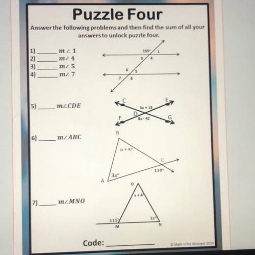 HELP

Puzzle Four
Answer the following problems and then find the sum of all your
answers to unloc