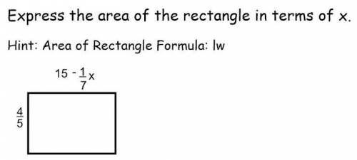 Express the area of the rectangle in term of x