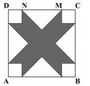 ABCD is a square with side length 10cm. The distance of N to M measures 6cm. Each area not shaded g