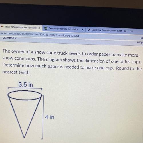 Is this lateral or Surface area
and then solve it? Round to the nearest tenth