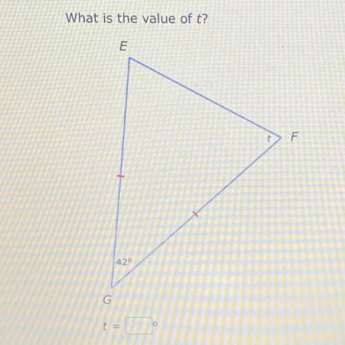 What is the value of t? need an answer asap
