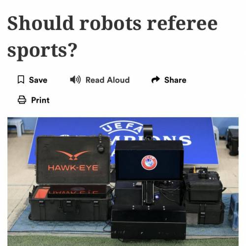 Read the section No More Human Error.

Which sentence from the section shows why robot referees
