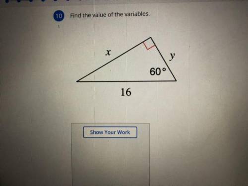 Find the value of the variables in the image above