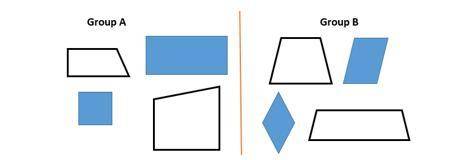 Help pleasee

Mark sorted a set of shapes into two different categories. Explain, what two attribu