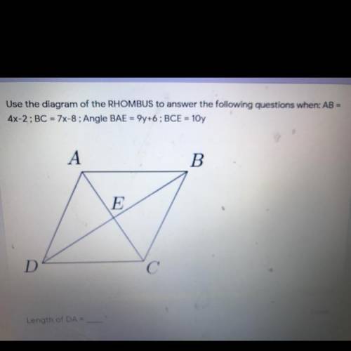What is the length of DA 
and what is the measure of angle ABC in degrees