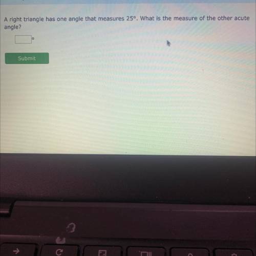 What is the other measure of the other acute angle? Pls explain how you got your answer !