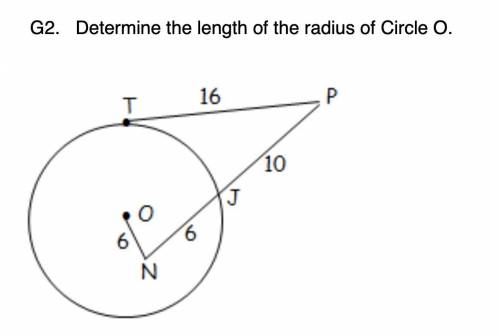 Please Help!! Determine the length of the radius of Circle O. This is from the Geometry Circles Uni