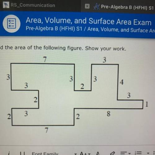 Find the area of the following figure. Show your work