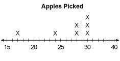 Pls help thank you :)

The dot plot represents the number of apples picked by a family. Explain ho