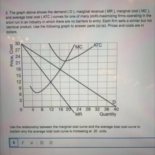Use the relationship between the marginal cost curve and the average total cost curve to

explain
