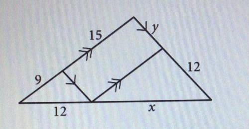 Solve for the values of x and y.