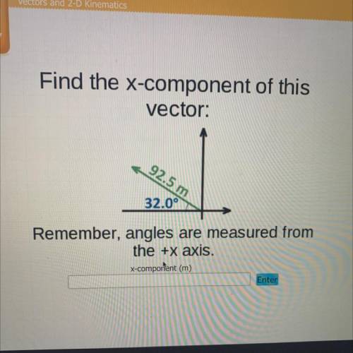 PLEASE HELP
Find the x-component of this
vector: