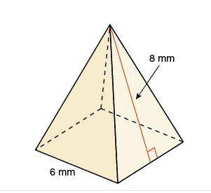 Find the surface area of the square pyramid.
IF YOU ANSWER CORRECTLY YOU WILL GET BRAINLIEST.