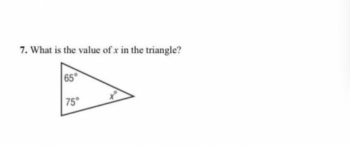 HELPPPPPPPP
What is the value of x in the triangle?