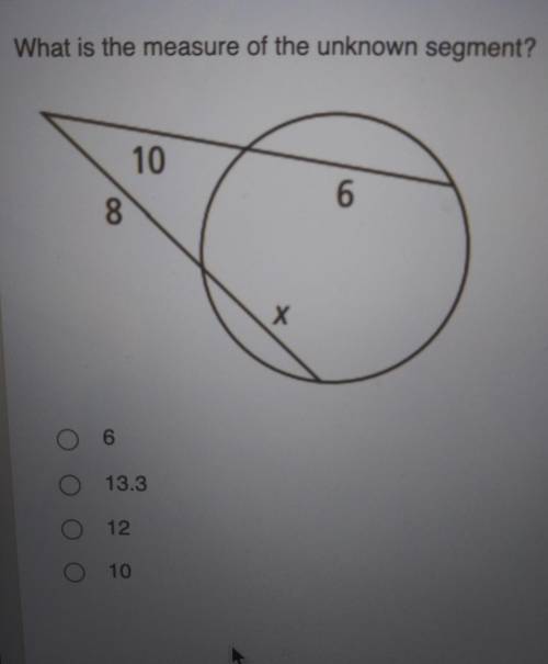 What is the measure of the unknown segment? ​